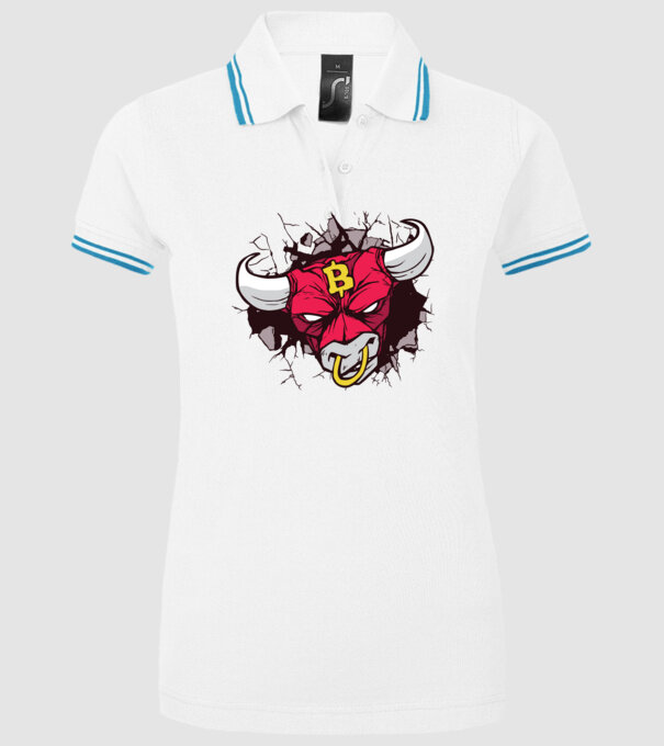 Taur Bitcoin model alb pe tricou