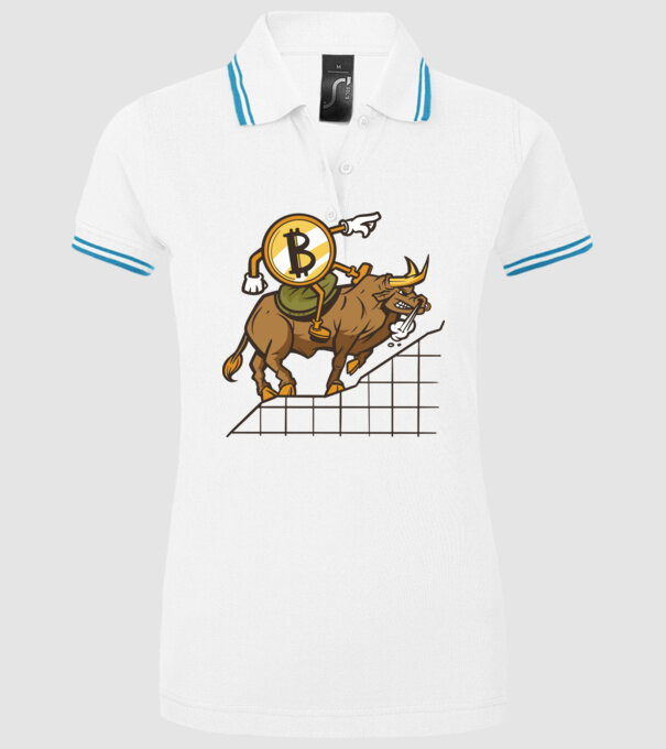 Taur Bitcoin model alb pe tricou