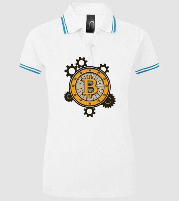 Mecanică Bitcoin model alb pe tricou