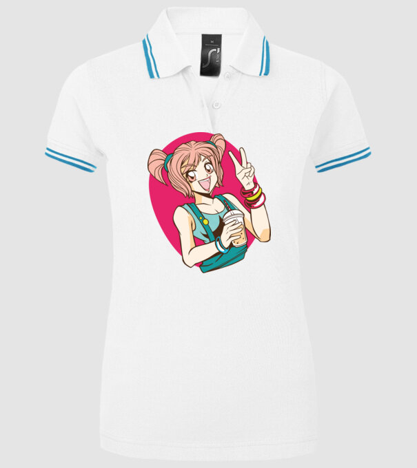 Bobba fată Anime model alb pe tricou