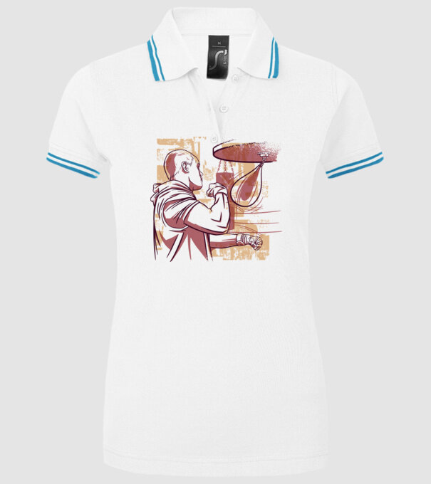 Pugilist model alb pe tricou