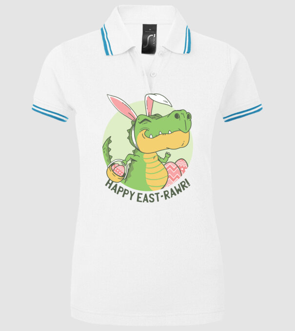 Paște Fericit tricou cu dinozaur model alb pe tricou