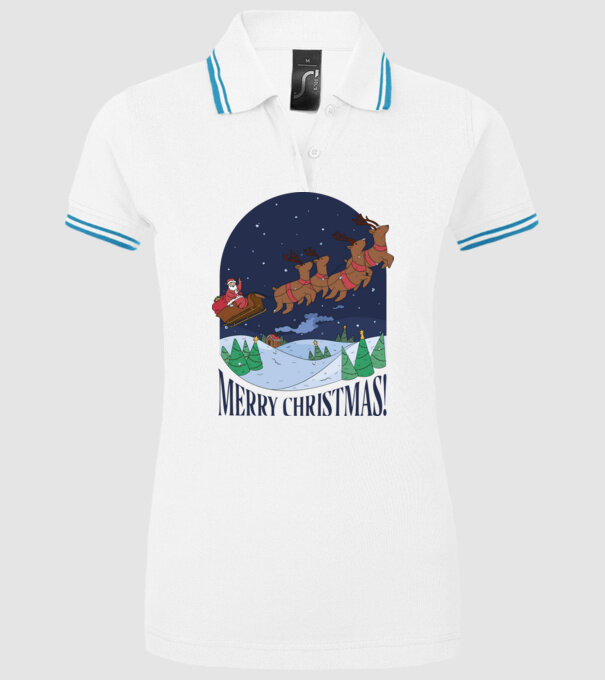 Crăciun Fericit Moș Crăciun cu reni model alb pe tricou
