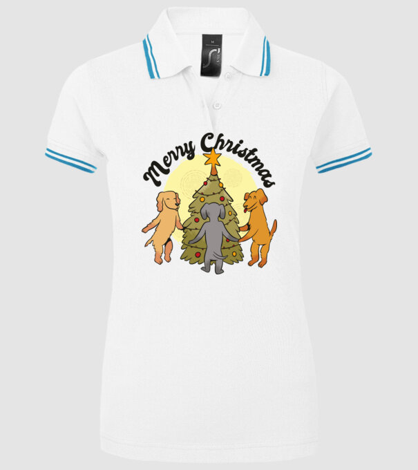 Crăciun fericit cu câine model alb pe tricou