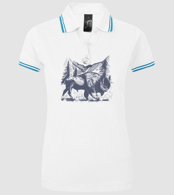Bizon model alb pe tricou