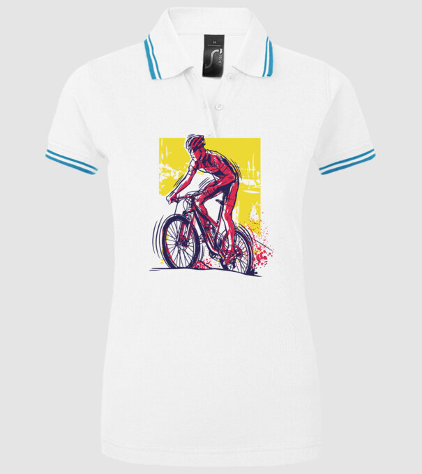 Ciclist model alb pe tricou