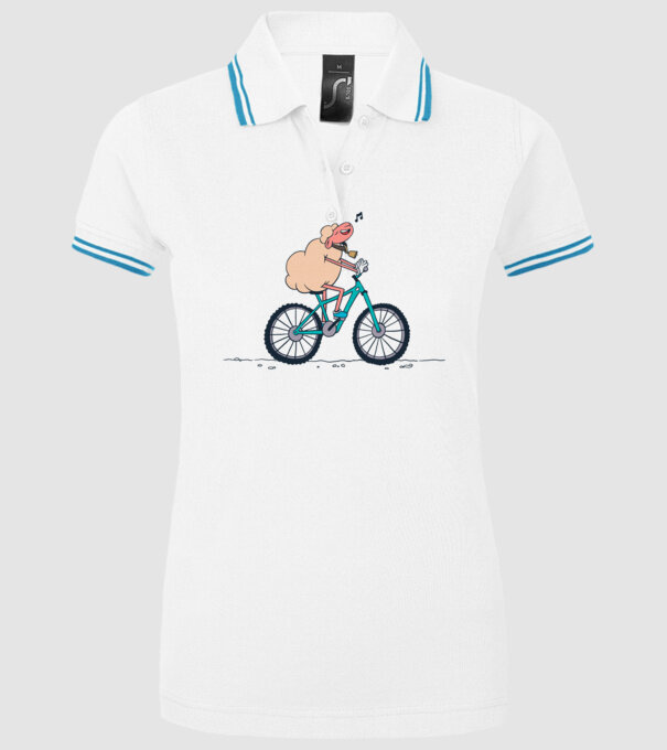 Miel cu bicicletă model alb pe tricou