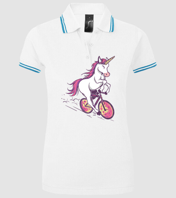 unicorn cu bicicletă model alb pe tricou