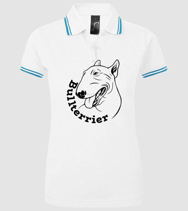 Bull Terrier model alb pe tricou