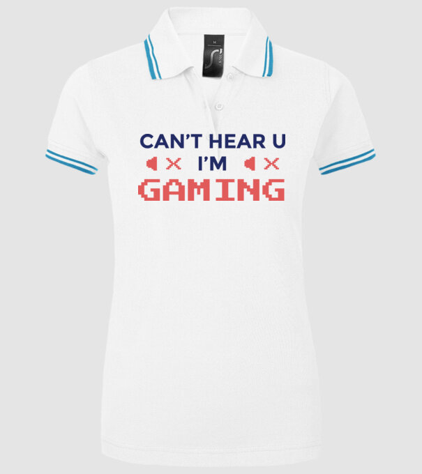 'Can''t hear U - I''m Gaming' model alb pe tricou