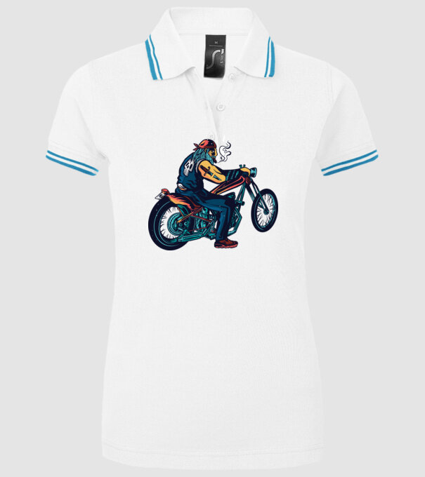 Motociclist Chopper model alb pe tricou