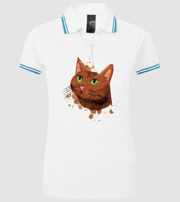 Cap pisică model alb pe tricou