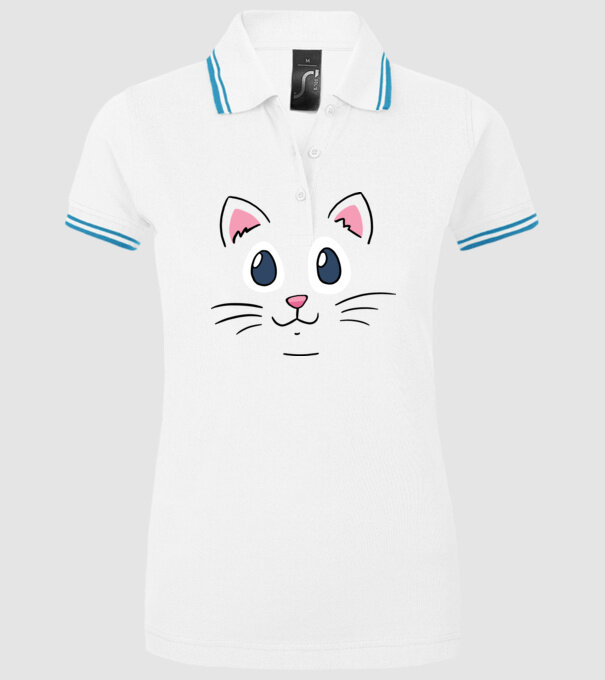 Cap pisică model alb pe tricou