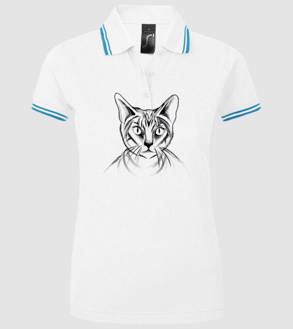 Pisică desen model alb pe tricou
