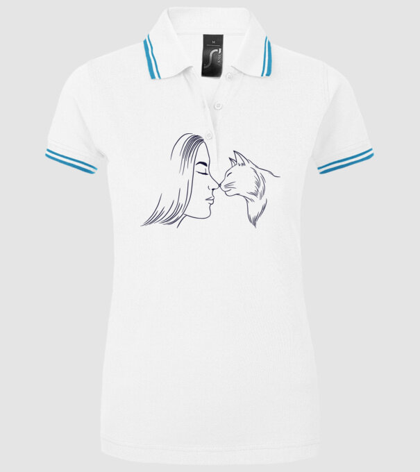 Dragoste Pisică model alb pe tricou