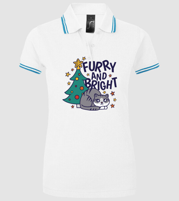 Crăciun cu pisică model alb pe tricou