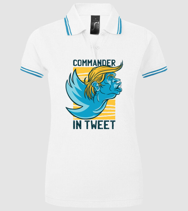 Commander in Tweet - Trump model alb pe tricou