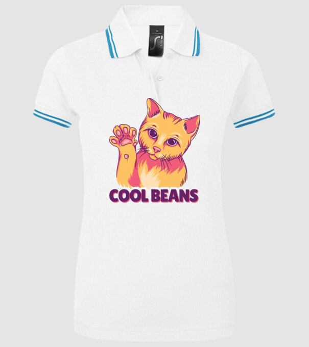 Cool Beans - talpă pisică model alb pe tricou