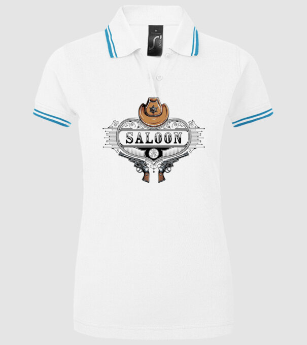 Cowboy saloon western model alb pe tricou