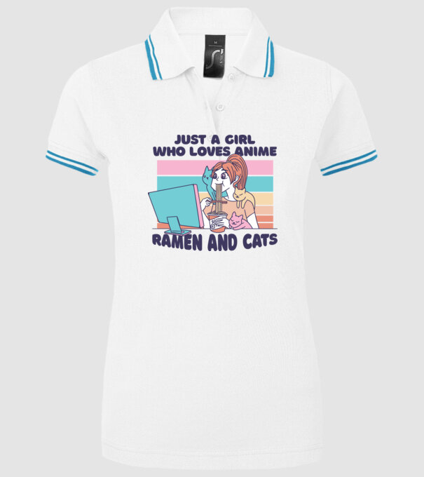 Doar o fată căreia îi place Anime, Ramen și pisicile model alb pe tricou