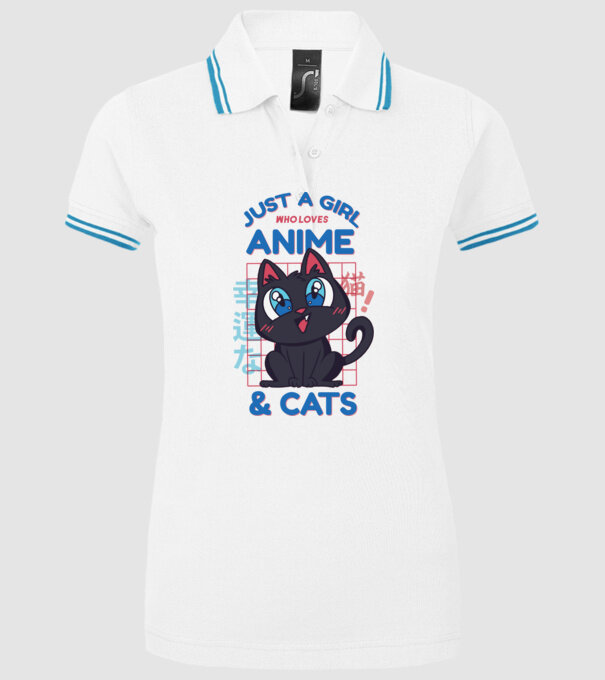 Doar o fată căreia îi place Anime și Pisicile model alb pe tricou