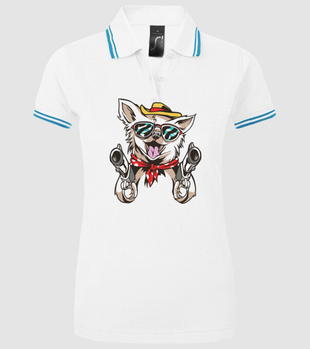 Chihuahua cu Pistol model alb pe tricou