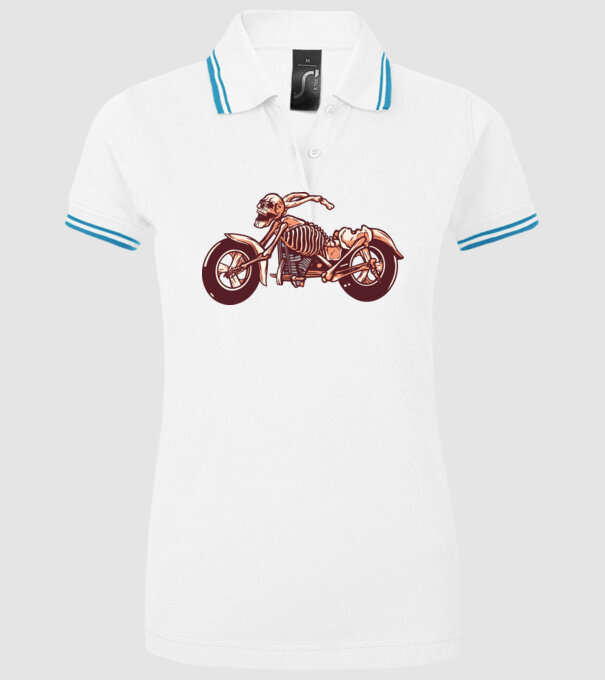Motocicletă cu Schelet model alb pe tricou