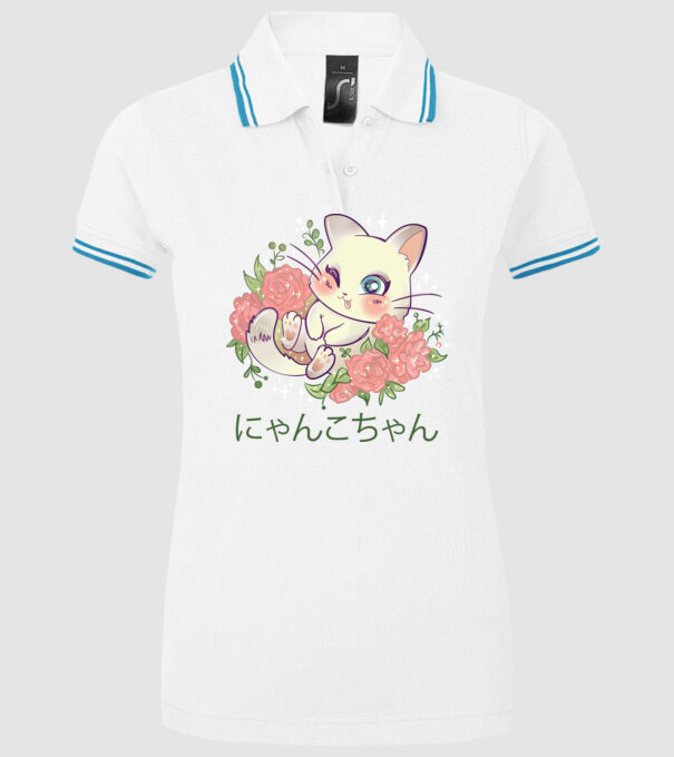 Pisicuță drăguță Anime model alb pe tricou