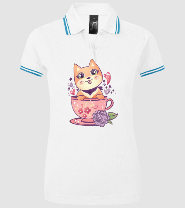 Câine drăguț Anime model alb pe tricou