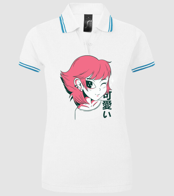 Fată drăguță Anime model alb pe tricou