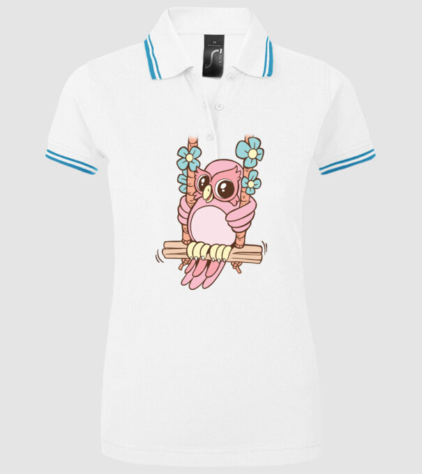 Bufniță drăguță pe un leagăn model alb pe tricou