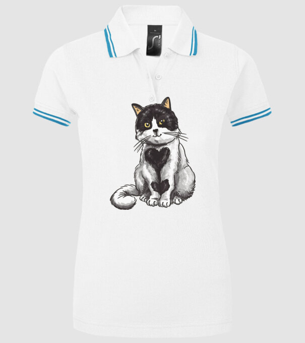 Pisicuță drăguță model alb pe tricou