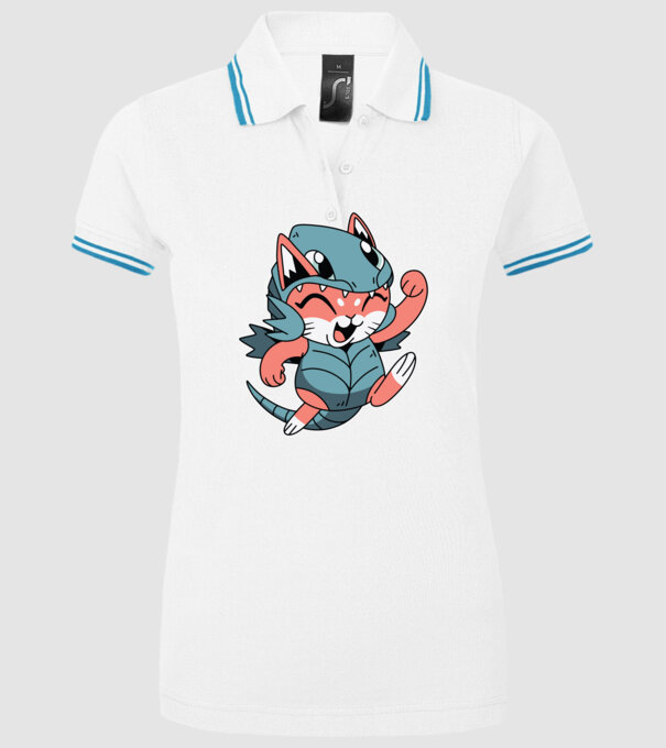 Pisicuță drăguță în costum de dragon model alb pe tricou