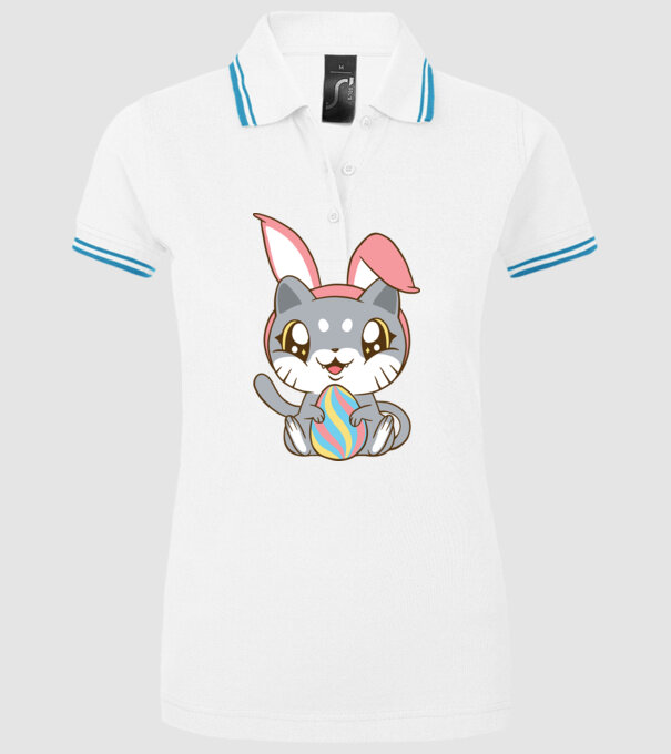 Pisicuță drăguță de Paște model alb pe tricou