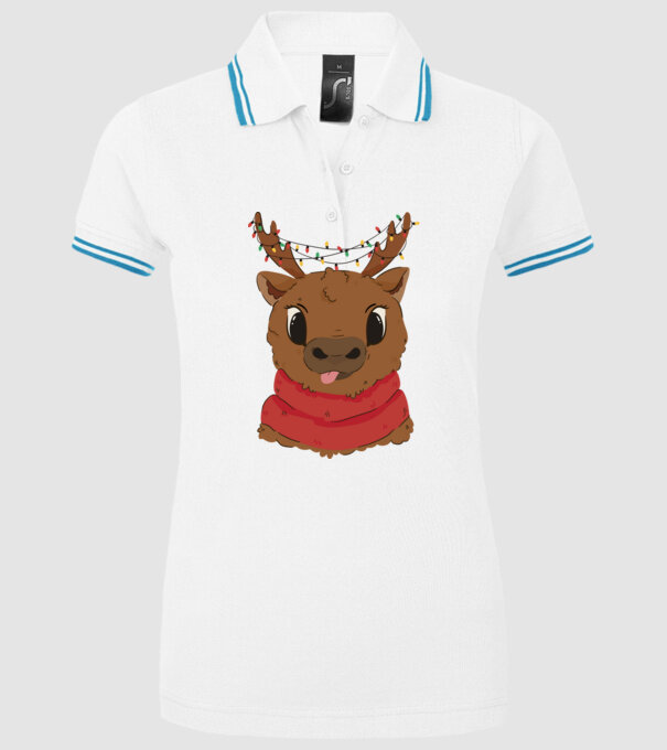 Ren drăguț de Crăciun model alb pe tricou