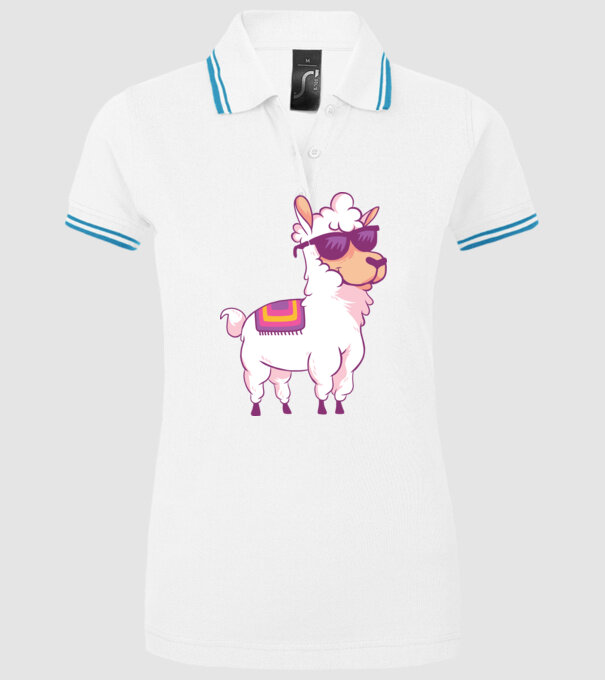 Llama drăguț model alb pe tricou