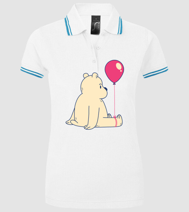 Teddy Drăguț cu Balon model alb pe tricou