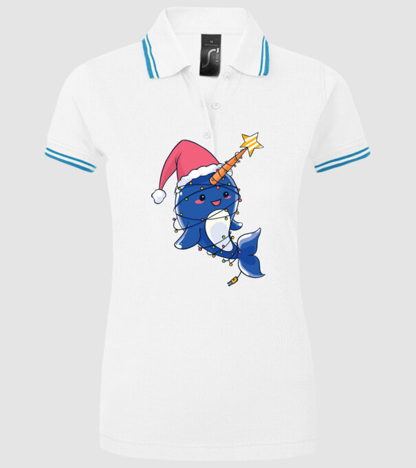 Narval drăguț Moș Crăciun tricou de Crăciun model alb pe tricou