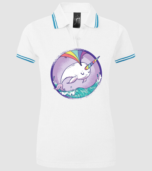 Unicorn drăguț Balenă - Narval model alb pe tricou