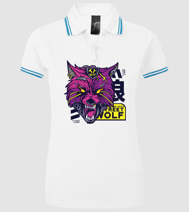 Cap de lup Cyberpunk model alb pe tricou