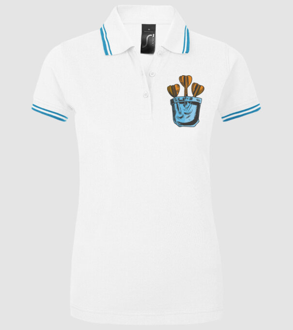 Darts buzunar model alb pe tricou