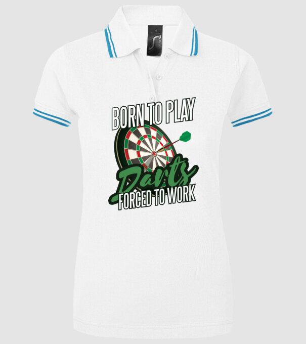 Născut pentru a juca darts, forțat să muncesc model alb pe tricou
