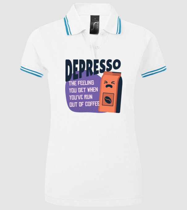 Depresso - Sentimentul când rămâi fără cafea model alb pe tricou