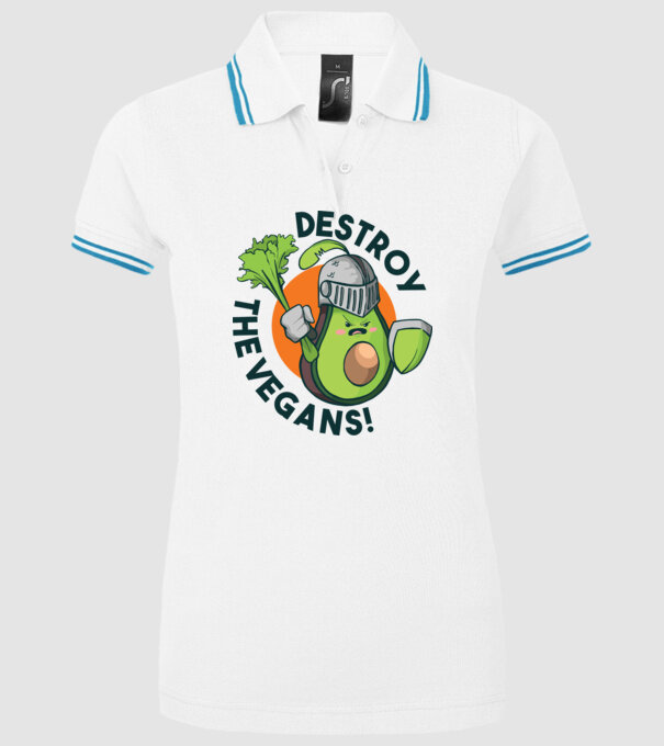 Destroy the Vegans - tricou amuzant războinic Avocado model alb pe tricou