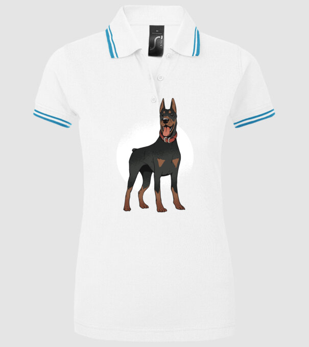 Tricou cu câine dobermann model alb pe tricou