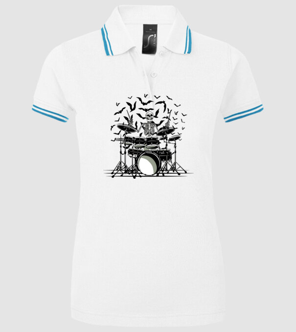 Schelet Baterist model alb pe tricou