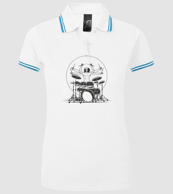 Baterist Vitruvian Da vinci model alb pe tricou