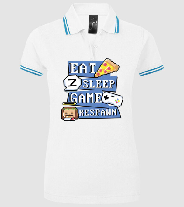Eat, Sleep, Game respawn model alb pe tricou