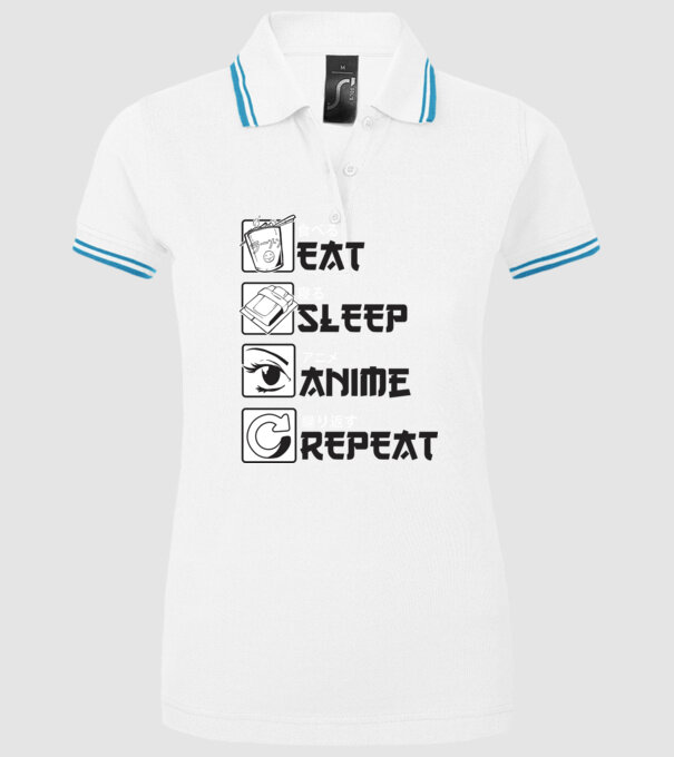 Eat Sleep Anime Repeat model alb pe tricou