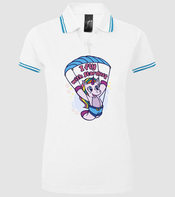 Unicorn parașutist model alb pe tricou